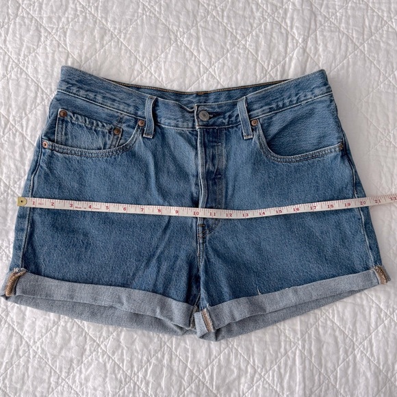 Levi’s Blue High-Waisted Cuffed Jean Shorts - Picture 4 of 9